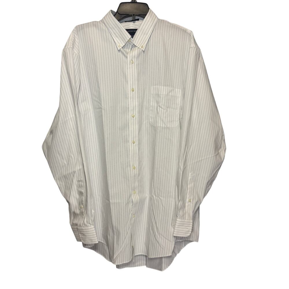 Lands’ End Men’s striped oxford button-down shirt 17 1/2-36 Traditional fit/Tall